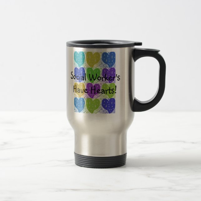 Social Worker Travel Mug Hearts Design (Right)
