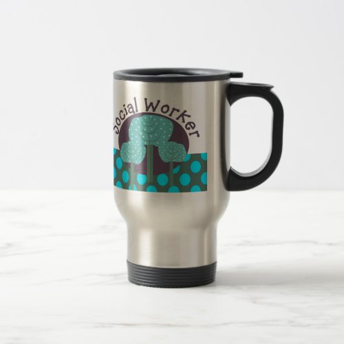 Social Worker Travel Mug Polka Dots and Trees