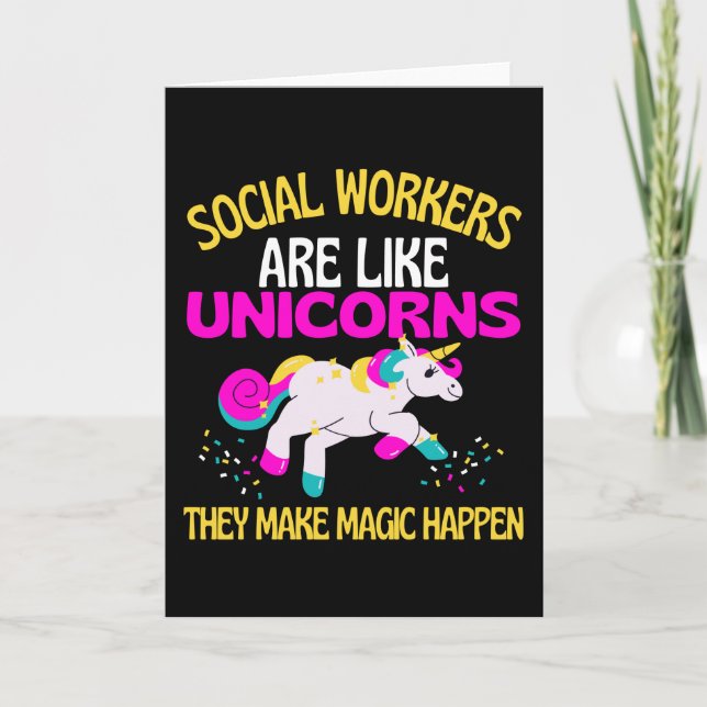 Social Worker Unicorn , Magical Unicorn caregivers Card (Front)