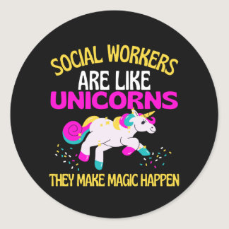 Social Worker Unicorn , Magical Unicorn caregivers Classic Round Sticker