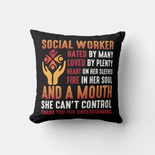 Social Worker Woman Educator Social Working Girl Throw Pillow