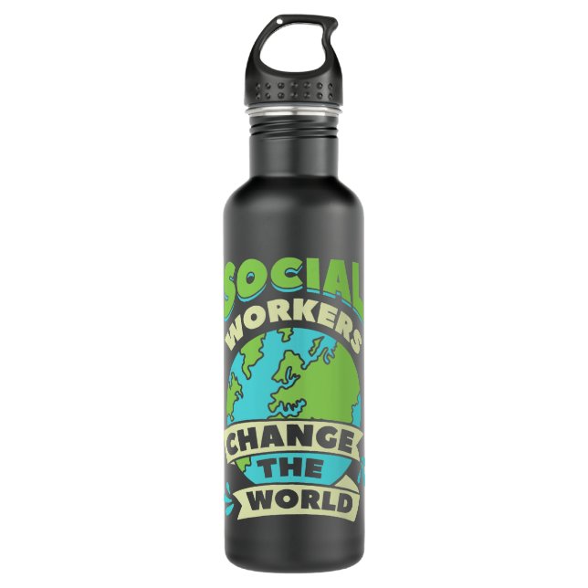 Social Workers Change The World Community Welfare  Stainless Steel Water Bottle (Front)