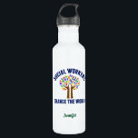 Social Workers Change the World Social Work Custom Stainless Steel Water Bottle<br><div class="desc">Cool Social Workers Change the World inspirational water bottle gift. A cute motivational social work quote written around a beautiful tree of rainbow leaves.</div>