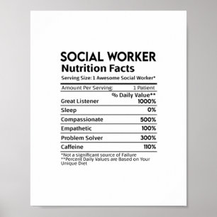 Social Workers Nutrition Facts Sticker Poster