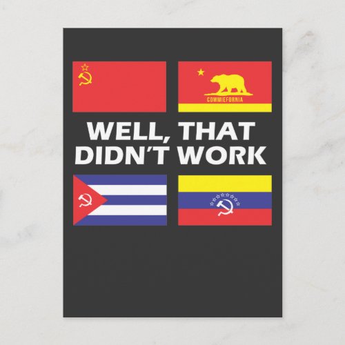 Socialism Doesnt Work Anti Socialism Communism Postcard
