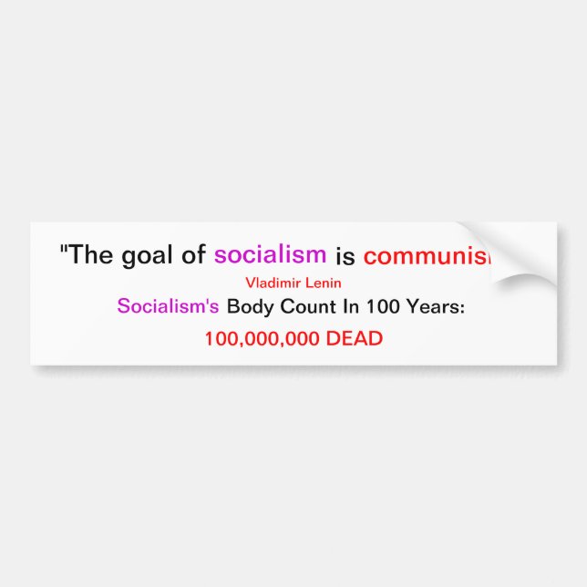 Socialism's Body Count Bumper Sticker (Front)