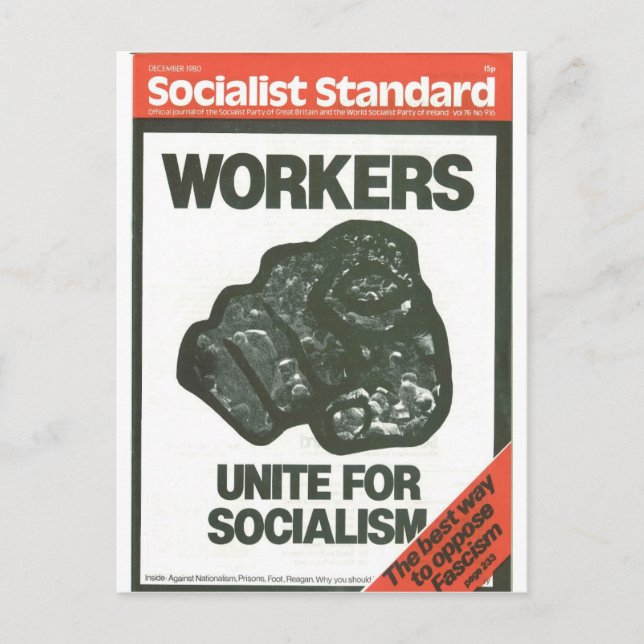 Socialist Standard December 1980 Postcard (Front)