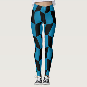 Socialite Blue Black Harlequin Pattern Leggings