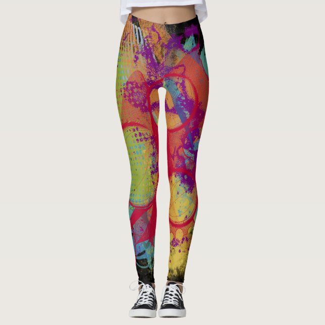 Socialite Colorful Grunge Splatter Leggings (Front)