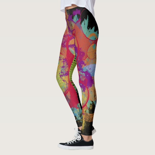 Socialite Colorful Grunge Splatter Leggings (Left)