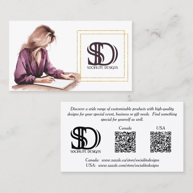 Socialite Designs Promotional V3 Business Card (Front/Back)