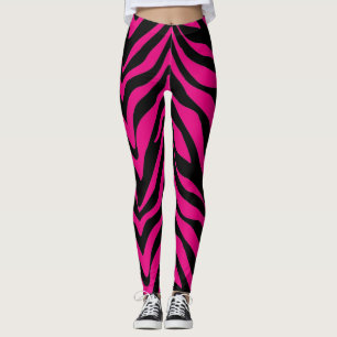 Socialite Hot Pink Zebra Stripes Leggings
