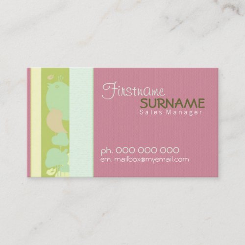 Socialite Pink Birdy Business Cards