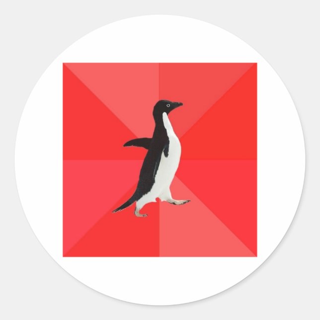 Socially Awesome Penguin Advice Animal Meme Classic Round Sticker (Front)