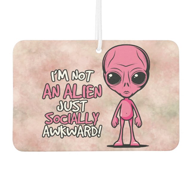 Socially Awkward Alien Cartoon Air Freshener (Front)