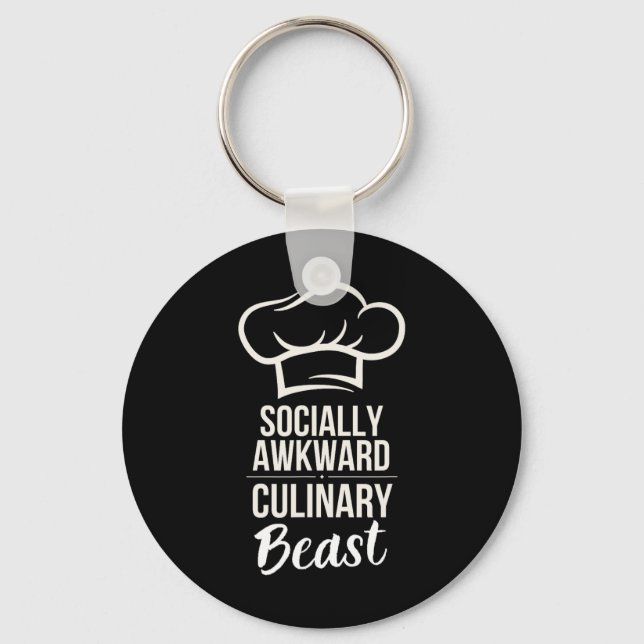 Socially Awkward Culinary Beast Funny Cook Chef Ki Keychain (Front)