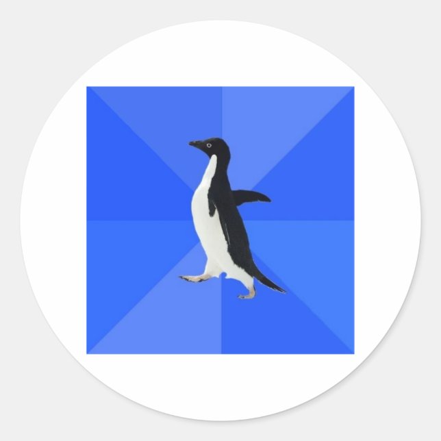 Socially Awkward Penguin Advice Animal Meme Classic Round Sticker (Front)