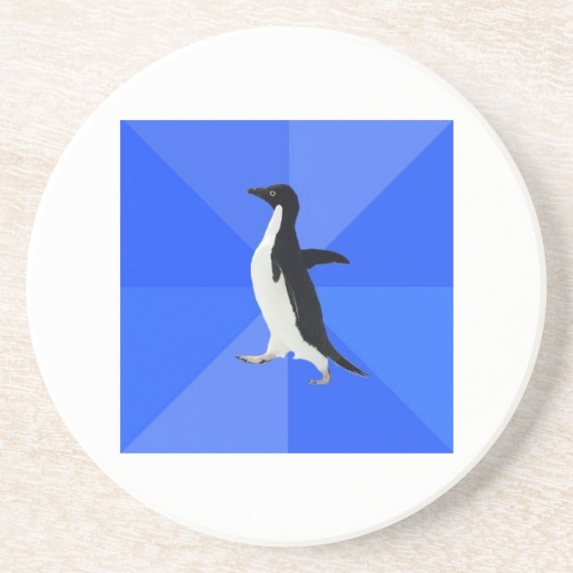 Socially Awkward Penguin Advice Animal Meme Drink Coaster (Front)