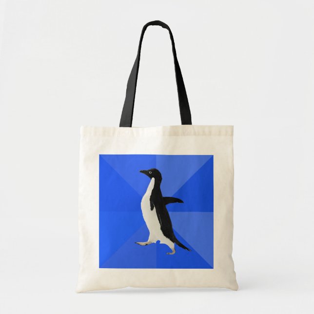 Socially Awkward Penguin ("Customize" to add text) Tote Bag (Front)