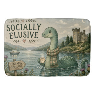 Socially Elusive Nessie Cozy Cryptid Loch Ness  Bath Mat