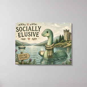 Socially Elusive Nessie Cozy Cryptid Loch Ness Canvas Print