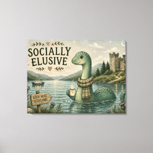 Socially Elusive Nessie Cozy Cryptid Loch Ness Canvas Print