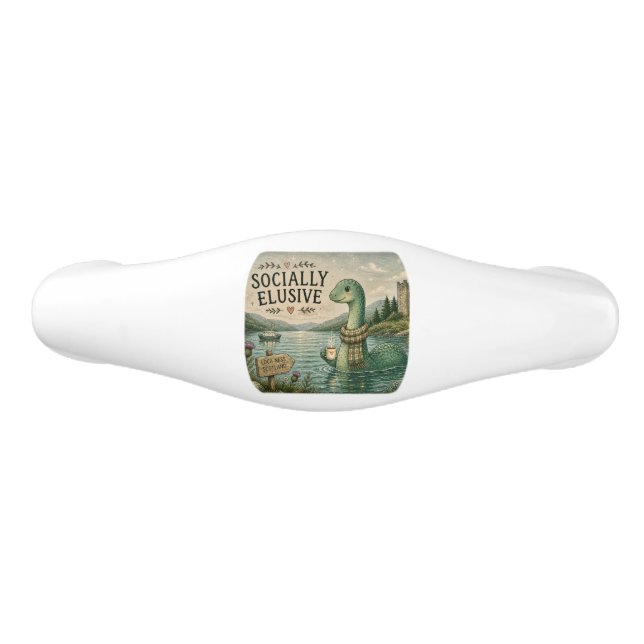 Socially Elusive Nessie Cozy Cryptid Loch Ness  Ceramic Drawer Pull (Front)