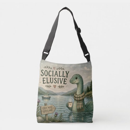 Socially Elusive Nessie Cozy Cryptid Loch Ness  Crossbody Bag