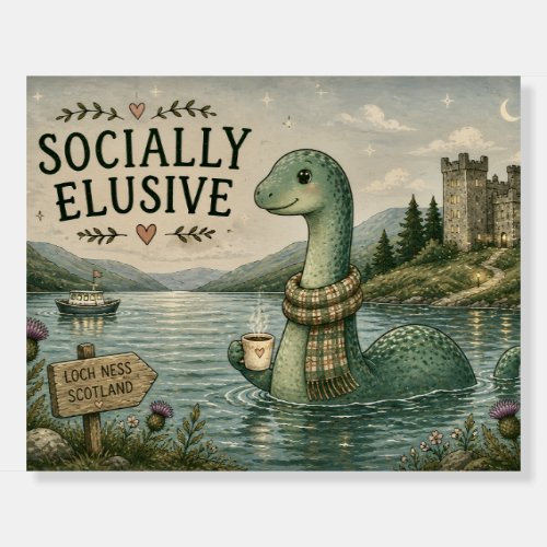 Socially Elusive Nessie Cozy Cryptid Loch Ness  Foam Board