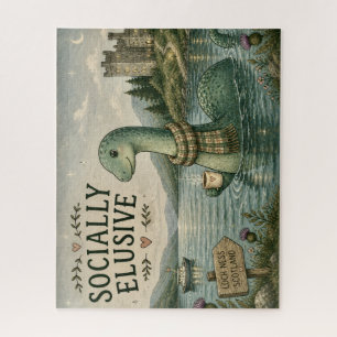 Socially Elusive Nessie Cozy Cryptid Loch Ness Jigsaw Puzzle