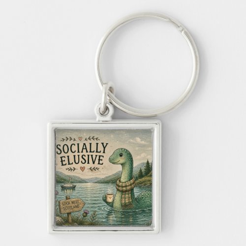 Socially Elusive Nessie Cozy Cryptid Loch Ness  Keychain