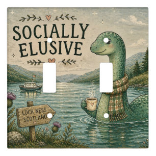 Socially Elusive Nessie Cozy Cryptid Loch Ness Light Switch Cover