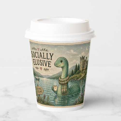 Socially Elusive Nessie Cozy Cryptid Loch Ness  Paper Cups