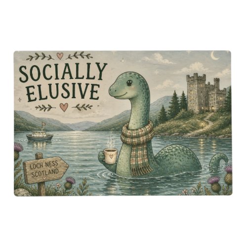Socially Elusive Nessie Cozy Cryptid Loch Ness  Placemat