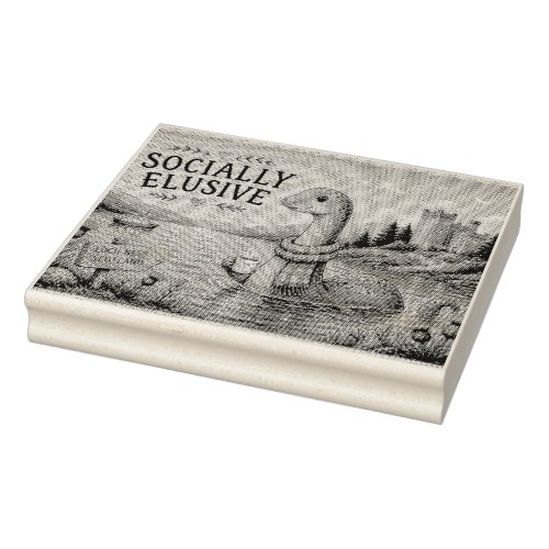 Socially Elusive Nessie Cozy Cryptid Loch Ness  Rubber Stamp