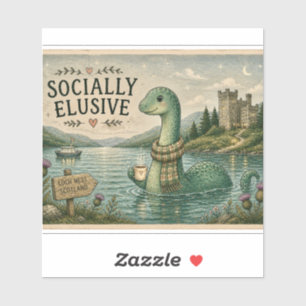 Socially Elusive Nessie Cozy Cryptid Loch Ness  Sticker