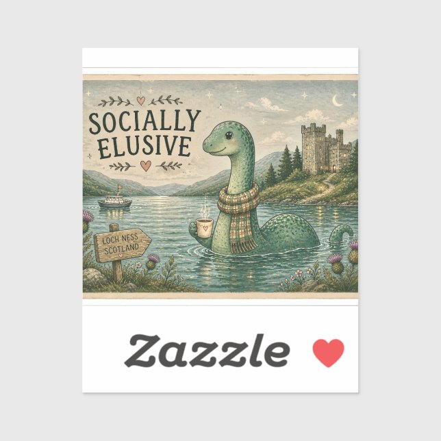 Socially Elusive Nessie Cozy Cryptid Loch Ness  Sticker (Sheet)