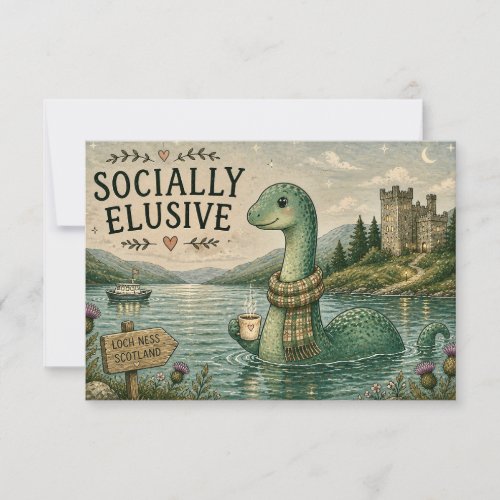 Socially Elusive Nessie Cozy Cryptid Loch Ness  Thank You Card