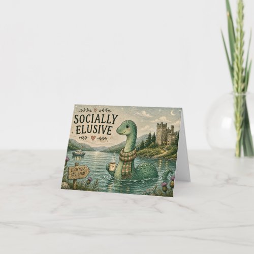Socially Elusive Nessie Cozy Cryptid Loch Ness  Thank You Card