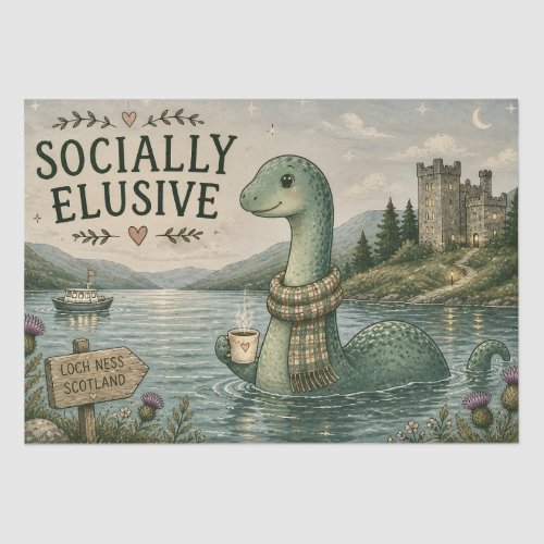 Socially Elusive Nessie Cozy Cryptid Loch Ness  Tissue Paper
