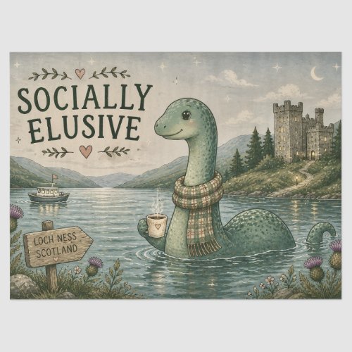 Socially Elusive Nessie Cozy Cryptid Loch Ness  Tissue Paper
