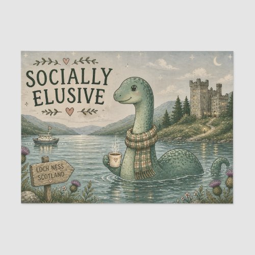 Socially Elusive Nessie Cozy Cryptid Loch Ness  Tissue Paper