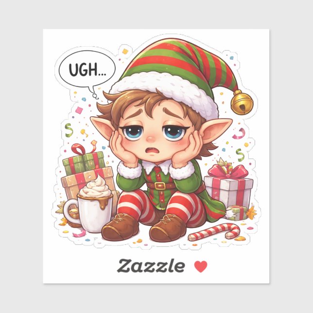 Socially Tired Elf Custom-Cut Vinyl Sticker (Sheet)