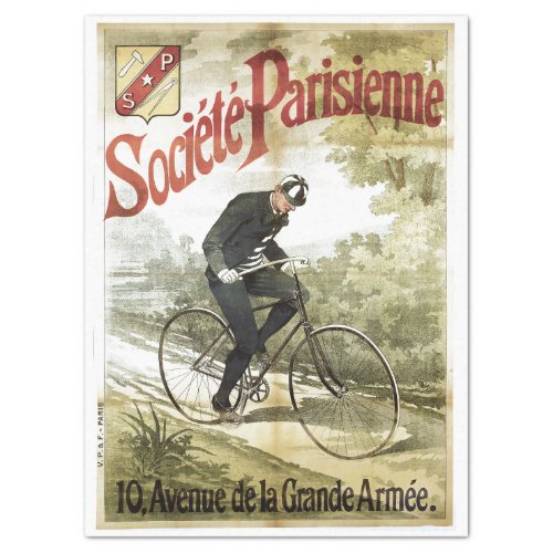 SOCIETE PARISENNE ANTIQUE BICYCLE AD TISSUE PAPER