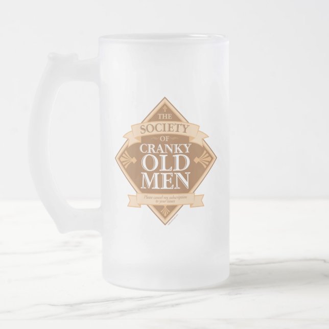 Society of Cranky Old Men Frosted Glass Beer Mug (Left)