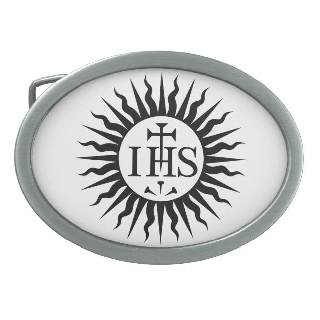 Society of Jesus (Jesuits) Logo Oval Belt Buckle (Front)