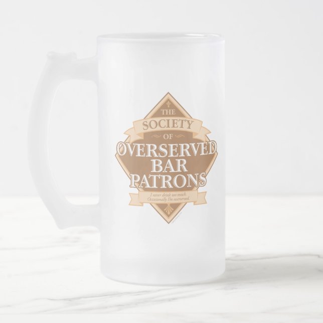 Society of Overserved Bar Patrons Frosted Glass Beer Mug (Left)