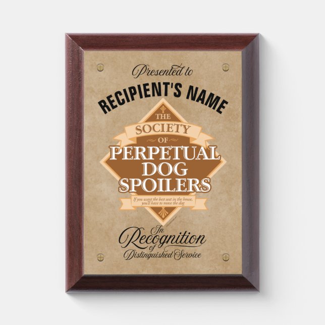 Society of Perpetual Dog Spoilers Award Plaque (Vertical)