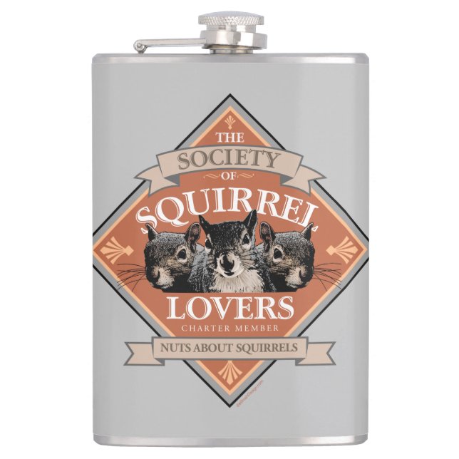 Society of Squirrel Lovers - funny squirrel Flask (Front)