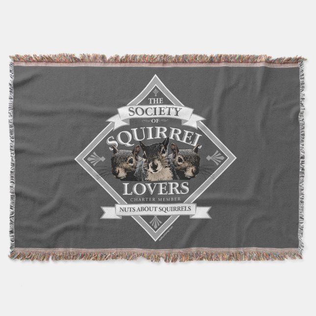 Society of Squirrel Lovers - funny squirrel Throw  Throw Blanket (Front)